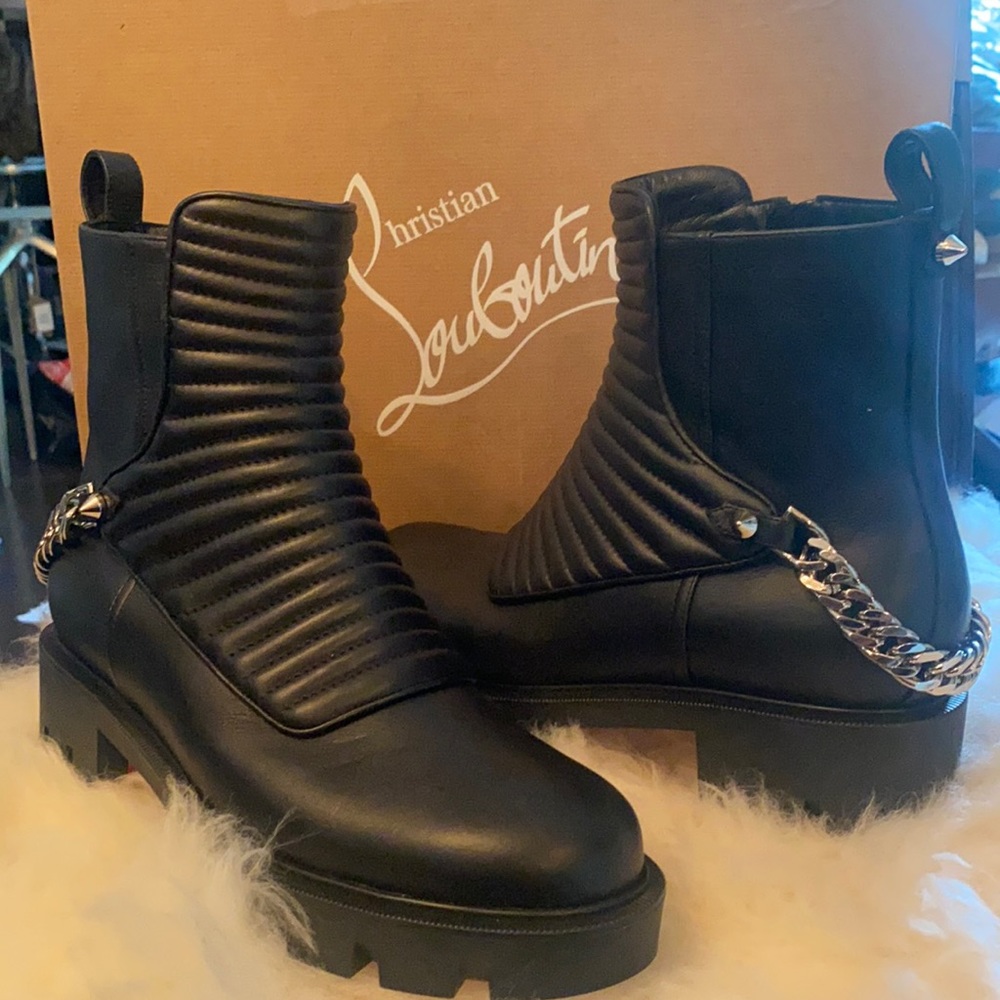 Christian Louboutin Chain Ankle Booties. Size 37.5
